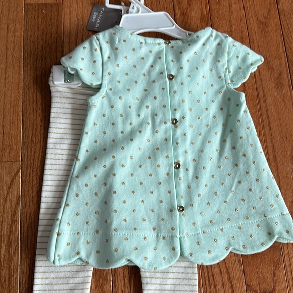 Mint green and Gold polka dot Tahari baby two piece - Picture 4 of 5
